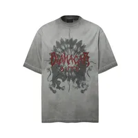 Jiayiku  Summer T-shirt Men's American Retro Band Fashion Brand Batik Washed Cotton T-shirt Short-sleeved Men's Loose main image 1