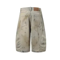 Jiayiku Men's  American High Street RO Heavy Washed Machete Denim Shorts Loose Wide Leg Cropped Pants main image 2