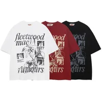 Jiayiku Trendy Brand  Summer T-Shirt New American Retro Couple T-Shirt Loose Creative Printed Cotton Short-Sleeved main image 5