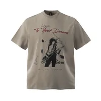 Jiayiku Men's  Summer Pure Cotton T-shirt American Street Hip Hop Fashion Brand T-shirt Dark Style Washed T-shirt main image 2