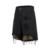 Jiayiku Fashion Brand  Advanced Sense RO Style Five-point Pants Men's American Style Street Washing Rags Denim Pants Straight Pants main image 2