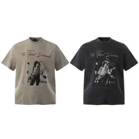 Jiayiku Men's  Summer Pure Cotton T-shirt American Street Hip Hop Fashion Brand T-shirt Dark Style Washed T-shirt main image 5