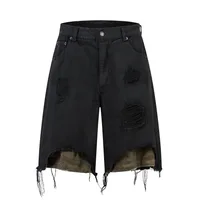 Jiayiku Fashion Brand  Advanced Sense RO Style Five-point Pants Men's American Style Street Washing Rags Denim Pants Straight Pants sku image 2