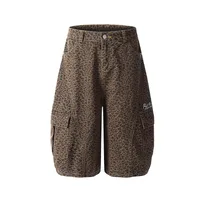 Jiayiku Fashion Brand  High Street Vibe Leopard Print Denim Shorts Men And Women RO Fashion Loose Machete Cropped Pants main image 1