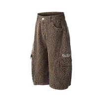 Jiayiku Fashion Brand  High Street Vibe Leopard Print Denim Shorts Men And Women RO Fashion Loose Machete Cropped Pants main image 2