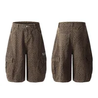Jiayiku Fashion Brand  High Street Vibe Leopard Print Denim Shorts Men And Women RO Fashion Loose Machete Cropped Pants main image 5