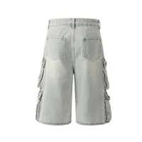 Jiayiku Men's Summer Cropped Pants American Retro Washed Work Jeans Straight Vibe Wide-Leg Shorts main image 3