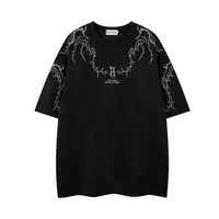 Jiayiku  Summer T-Shirt Men's American Street Fashion Brand  Tee Thorn Embroidered Suede Short-Sleeved T-Shirt main image 1