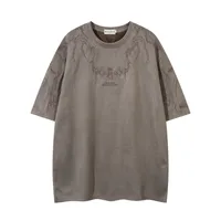 Jiayiku  Summer T-Shirt Men's American Street Fashion Brand  Tee Thorn Embroidered Suede Short-Sleeved T-Shirt sku image 5