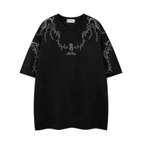 Jiayiku  Summer T-Shirt Men's American Street Fashion Brand  Tee Thorn Embroidered Suede Short-Sleeved T-Shirt sku image 8