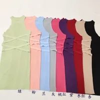 Pure Sexy Hanging Neck Vest Dress Women's Summer New Style Elegant Tight Waist Short Skirt Solid Color New Style Trendy Hip Wrap Skirt sku image 1