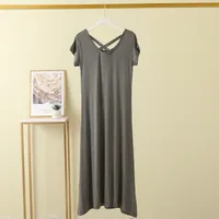 Summer New Modal Short-sleeved Dress Loose Slim-fit Base Skirt New-style Cross-back Dress sku image 7