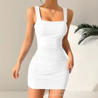 New Summer Sleeveless Women's Elegant And Elegant Style Pleated Bag Hip Sling Tight Dress sku image 2