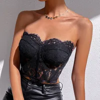 Nix  New Autumn Black   Foreign Trade Women Sexy Corset Fish Bone Lace Small Vest 0002 main image 2