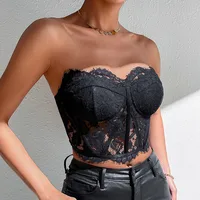 Nix  New Autumn Black   Foreign Trade Women Sexy Corset Fish Bone Lace Small Vest 0002 main image 3