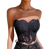 Nix  New Autumn Black   Foreign Trade Women Sexy Corset Fish Bone Lace Small Vest 0002 main image 5