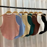 Summer Hong Kong Style Elegant Sexy Irregular Design Navel-exposed Slim-fit Slim-fit Beautiful Back All-match Camisole Vest main image 1