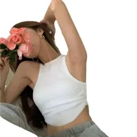 Summer Hong Kong Style Elegant Sexy Irregular Design Navel-exposed Slim-fit Slim-fit Beautiful Back All-match Camisole Vest main image 5