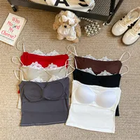 9122# Rayon Camisole With Chest Pad Beautiful Back Lace Sexy Outer Wear Inner Fashion Design Coat main image 1