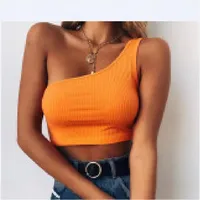 Europe And The United States New Stitching Solid Color Single Shoulder Camisole Small Vest Spot main image 3