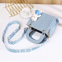 New Fashion High-end Foreign Trade Women's Bag Portable Rhombic Embroidery Small Square Bag Bear Hanging Ornaments Shoulder Crossbody Square Bag main image 3
