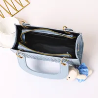 New Fashion High-end Foreign Trade Women's Bag Portable Rhombic Embroidery Small Square Bag Bear Hanging Ornaments Shoulder Crossbody Square Bag main image 5