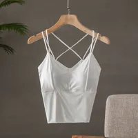 Ice Silk Cross Beautiful Back Women's Breathable Anti-running Light Mid-length Tube-top Inner Wearing Sling Women's Chest Wrapping High School Students sku image 1
