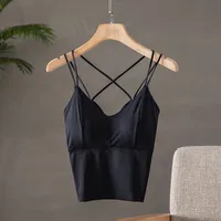 Ice Silk Cross Beautiful Back Women's Breathable Anti-running Light Mid-length Tube-top Inner Wearing Sling Women's Chest Wrapping High School Students sku image 2