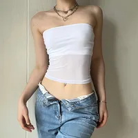 Mesh Tube Top Navel-Baring Casual Top Tube Top Summer Sexy Sexy Slim Off-Shoulder Short Vest For Women main image 2