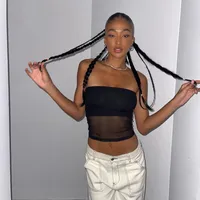 Mesh Tube Top Navel-Baring Casual Top Tube Top Summer Sexy Sexy Slim Off-Shoulder Short Vest For Women main image 3