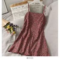 Summer Retro Print Short Backless Dress Women's New High Waist Slim Floral Versatile Suspender Skirt main image 3