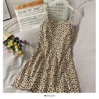 Summer Retro Print Short Backless Dress Women's New High Waist Slim Floral Versatile Suspender Skirt main image 4