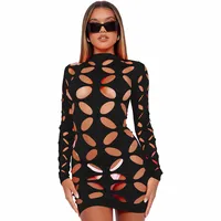 YD8721-H1  Women's Clothing  New Sexy Fashion Hollow Burning Flower Dress  Women sku image 4