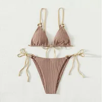 New Ins Swimsuit Women's Split Bikini Two-Piece Fairy Style Sexy Pure Color Lace-Up Swimsuit For Women main image 2