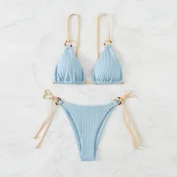New Ins Swimsuit Women's Split Bikini Two-Piece Fairy Style Sexy Pure Color Lace-Up Swimsuit For Women main image 3