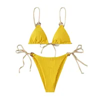 New Ins Swimsuit Women's Split Bikini Two-Piece Fairy Style Sexy Pure Color Lace-Up Swimsuit For Women main image 5