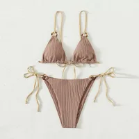 New Ins Swimsuit Women's Split Bikini Two-Piece Fairy Style Sexy Pure Color Lace-Up Swimsuit For Women sku image 11