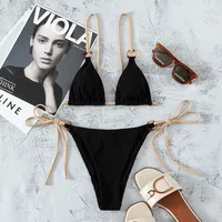 New Ins Swimsuit Women's Split Bikini Two-Piece Fairy Style Sexy Pure Color Lace-Up Swimsuit For Women sku image 16
