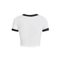 Warehouse  Foreign Trade Contrast Color Round Neck Spice Girl Short-sleeved T-shirt Women's Summer Slim-fit Slimming Navel-exposed High Waist Short Top main image 5