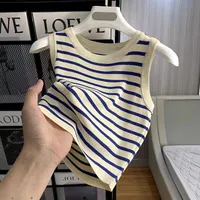 New Slim-Fit Striped Knit Camisole For Women, Sweet And Spicy Niche Outerwear And Inner Base Shirt Top Trendy main image 2