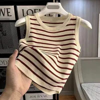 New Slim-Fit Striped Knit Camisole For Women, Sweet And Spicy Niche Outerwear And Inner Base Shirt Top Trendy main image 4