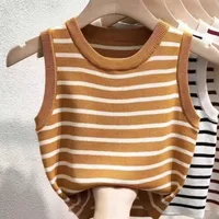 New Slim-Fit Striped Knit Camisole For Women, Sweet And Spicy Niche Outerwear And Inner Base Shirt Top Trendy sku image 18