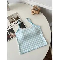 American Short Plaid Slim Fit Beautiful Back Suspender Summer Top With Breast Pad Factory Wholesale Direct Sales main image 1