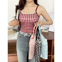American Short Plaid Slim Fit Beautiful Back Suspender Summer Top With Breast Pad Factory Wholesale Direct Sales main image 2