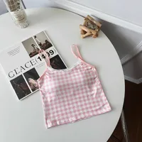 American Short Plaid Slim Fit Beautiful Back Suspender Summer Top With Breast Pad Factory Wholesale Direct Sales sku image 1