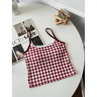 American Short Plaid Slim Fit Beautiful Back Suspender Summer Top With Breast Pad Factory Wholesale Direct Sales sku image 2