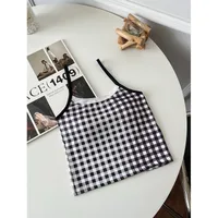 American Short Plaid Slim Fit Beautiful Back Suspender Summer Top With Breast Pad Factory Wholesale Direct Sales sku image 4