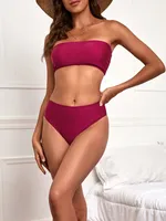 Swimwear  Sexy Strapless High Waist Split Bikini   Explosions Swimwear main image 3