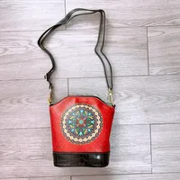 New Ethnic Style Vertical Crossbody Mobile Phone Bag Composite Leather Women's Bag Retro Style Shoulder Women's Bag sku image 10