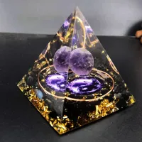 Foreign Trade  3D Rune Black Yao Resin Natural Crystal Energy Ball Pyramid Ornaments Home Office main image 1